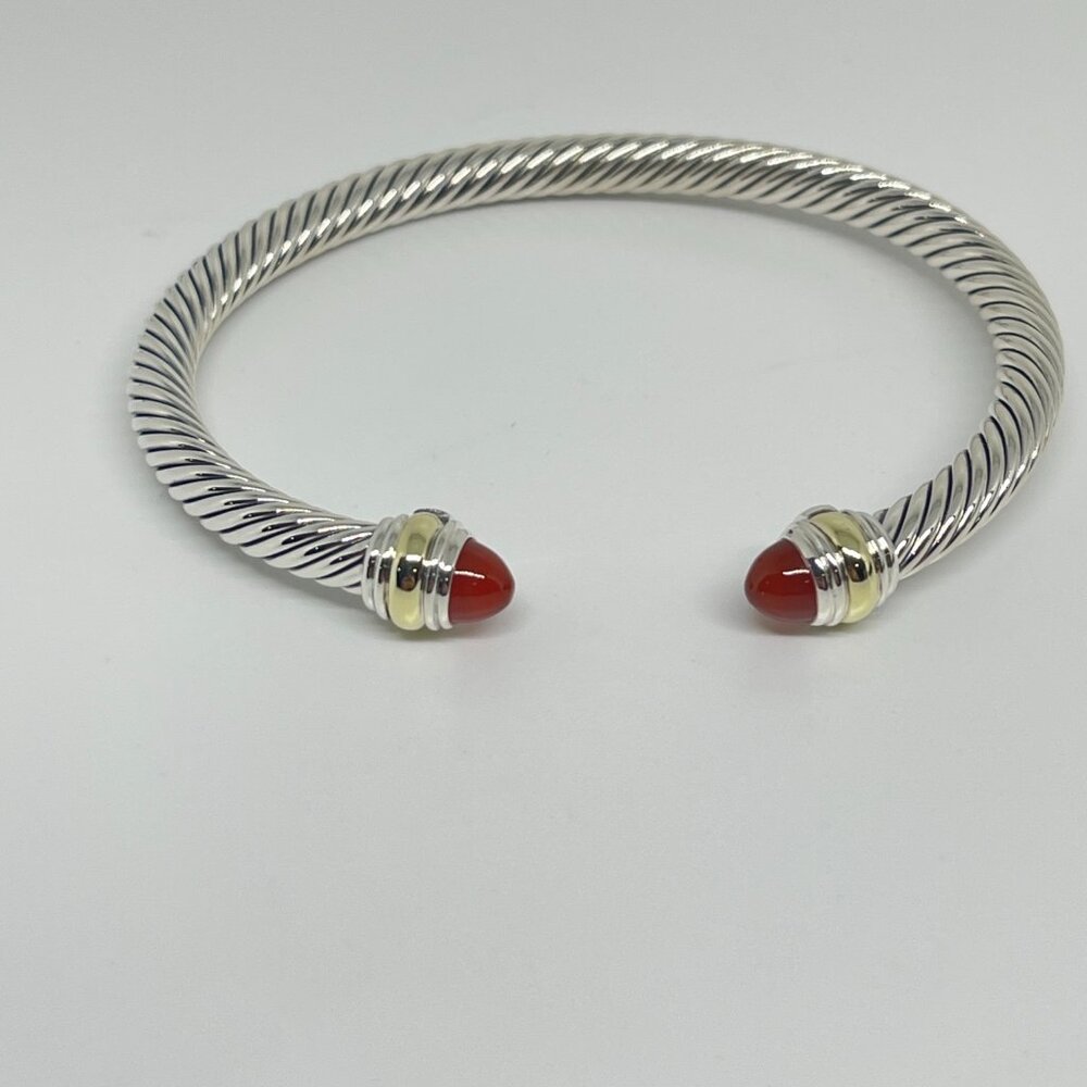 David Yurman Classic Cable 5mm Bracelet with Sterling Silver and Carnelian - Picture 3 of 10